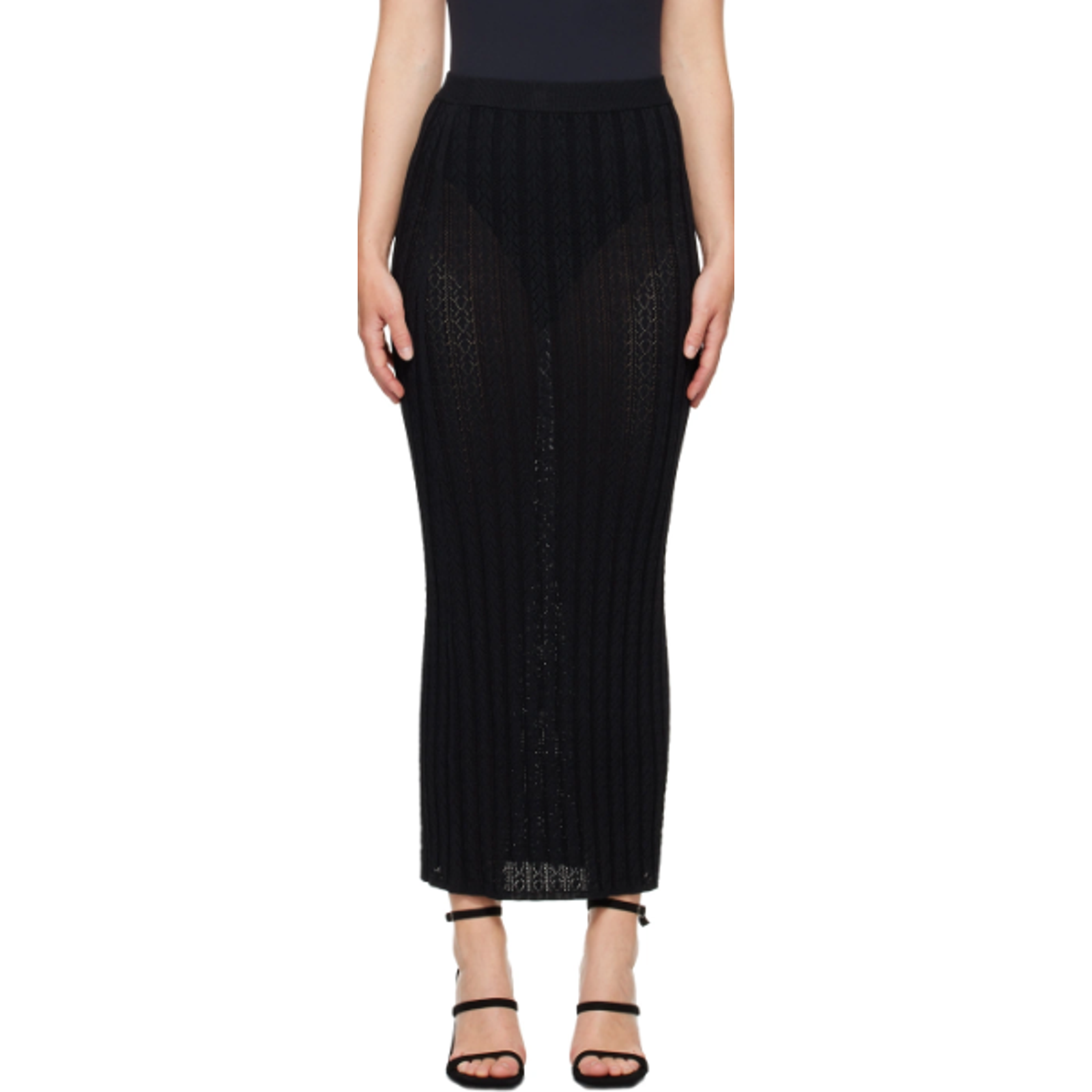 Nwt Loulou Studio Women's Dera Pointelle Black Knit Maxi Skirt - Size Small